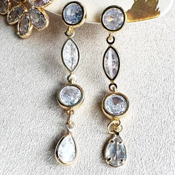 Anthropologie Crystal Rhinestone Earrings, 2 Pair Set - Picture 5 of 10